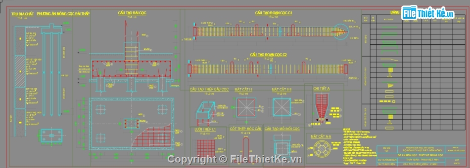 file cad nền móng đhxd,bản cad nền móng chuẩn,Đồ án nền móng ĐHXD,Excel đồ án nền móng